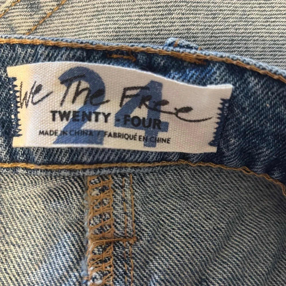 Free People Hallie Distressed Button Fly Denim Mini Skirt 24